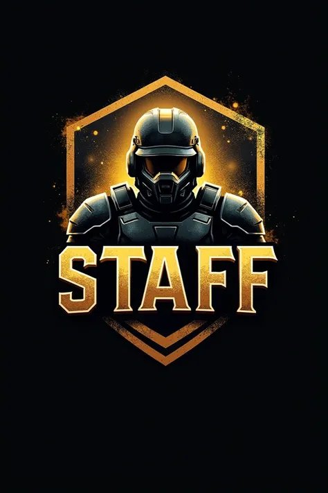 Create a SOLDIER ELITE themed logo to highlight a gaming team. Remember to make the name 👑STAFF👑 stand out with a golden hue