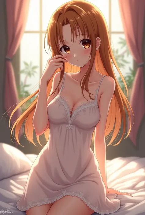 Asuna Yuuki in a nightgown