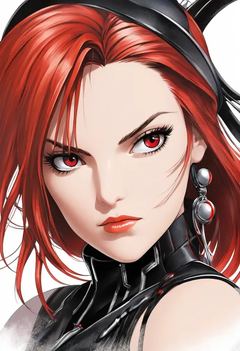 Portrait of Black Widow , Final Fantasy viii style, white background 