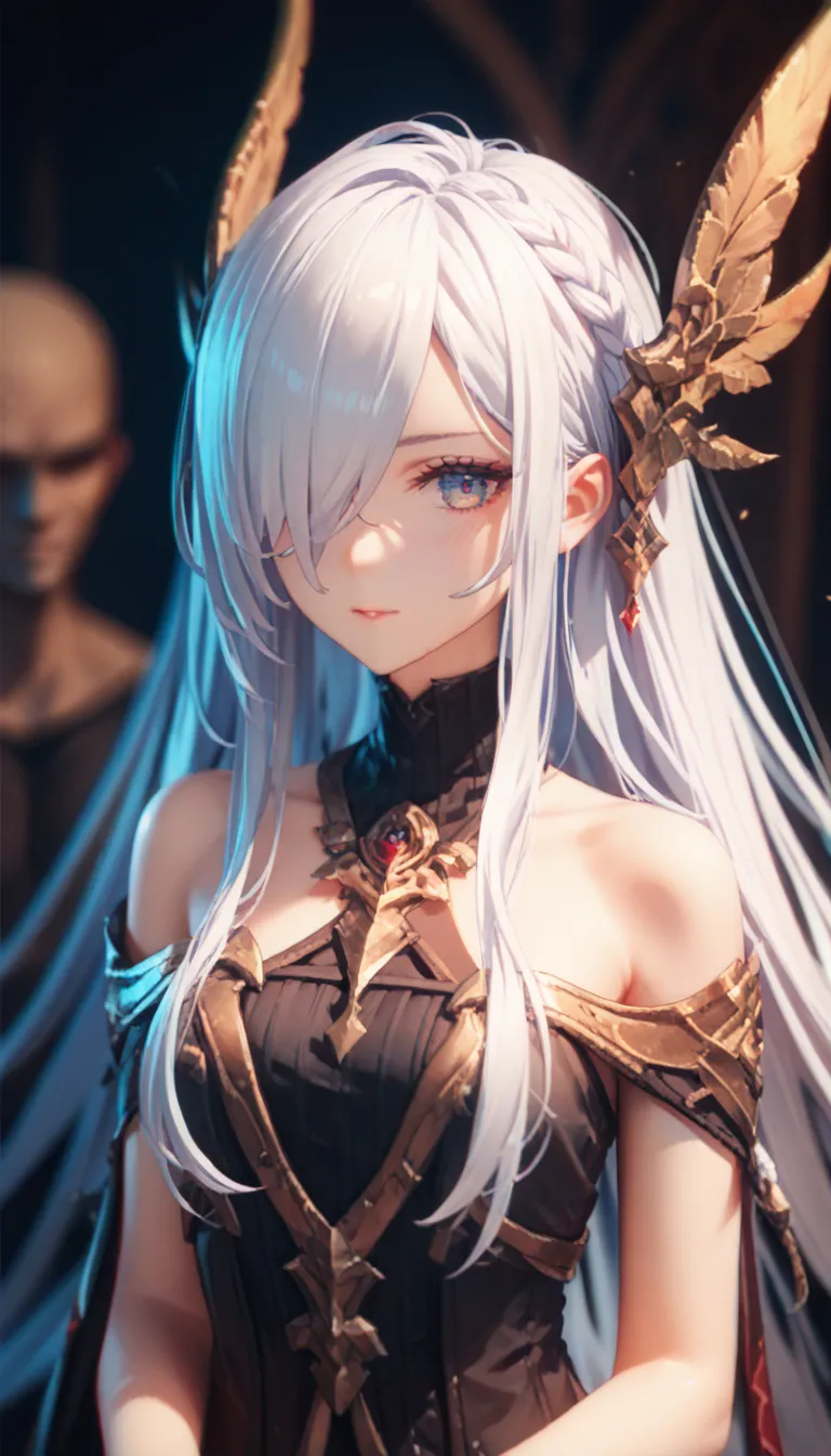 ,  hair covers the eye, rpg,  bare shoulders are visible, 1 girl,  Long hair, 4K,   duration,  fantasy, Game character, game, Pixel