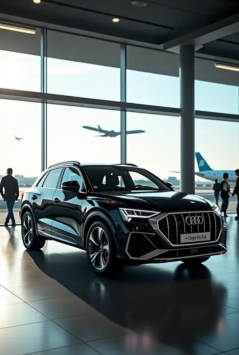 Black Audi Q3 at an airport 