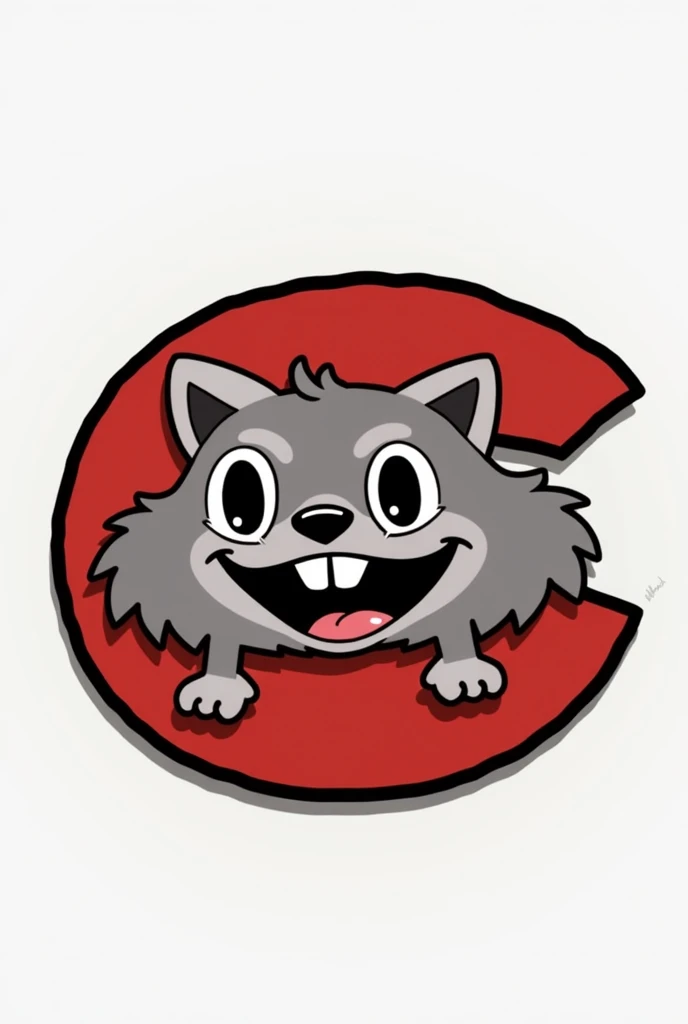 Raccoon college mascot in the style of art evans