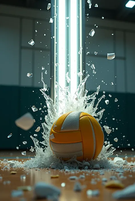 Fluorescent lamp broken by volleyball ball