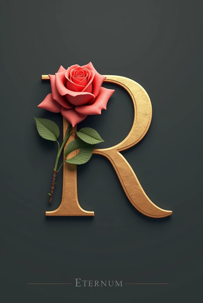 Un logo von la palabra ETERNUm, but on the  "R"  I want a rose and on the  "m"  something that represents love or a father figure