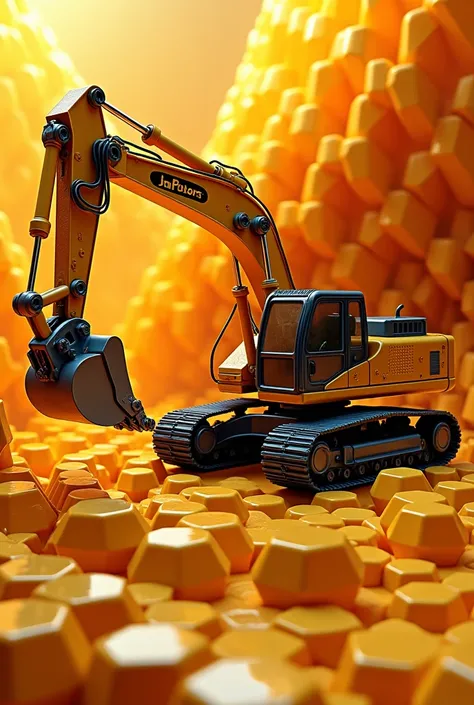 Three-dimensional honeycomb and excavator 
Create a realistic and vibrant logo that focuses on what it is