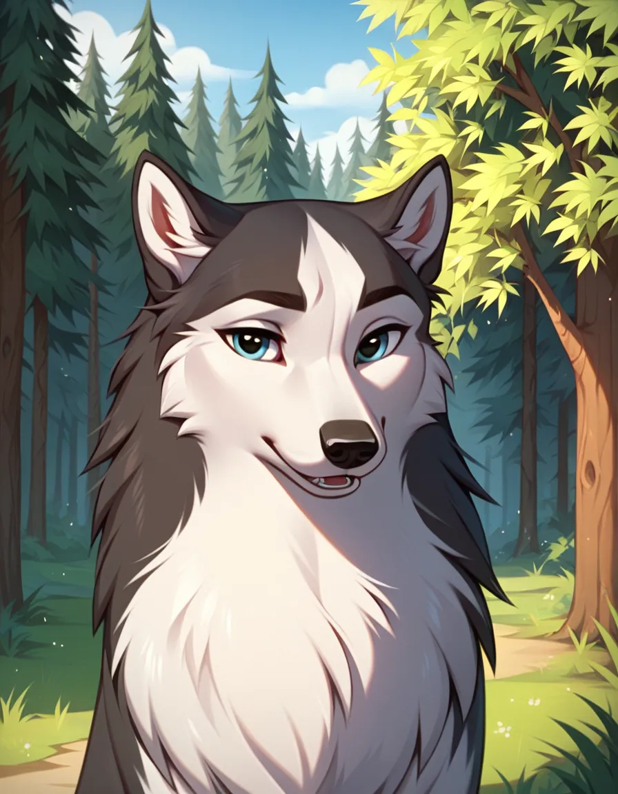 a sensual and provocative female siberian husky in a 3d animation style, inspired by jenna from the movie balto. she has a strik...