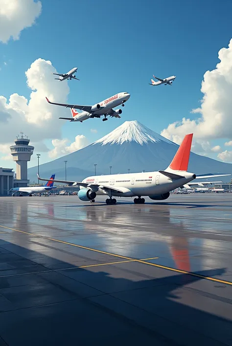 create an image of Tenerife Airport with planes