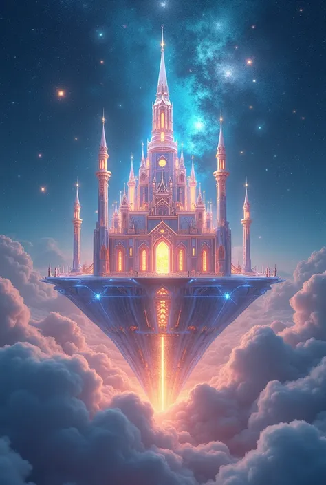 A mesmerizingly luxurious augmented reality overlay shimmers with opulence and sophistication, every detail glowing with an otherworldly allure. The main subject of the image is a majestic crystal palace floating amidst a celestial sky. This ethereal scene...