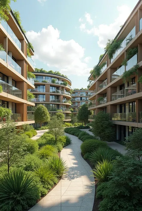  Sustainable social housing : Focus on economic solutions ,  but with innovative design and ecological materials.hyper realistic 