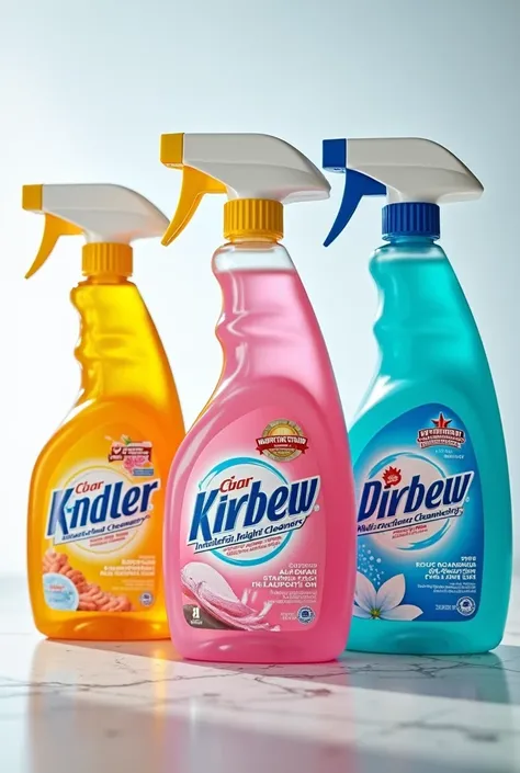 
Select 3 household cleaning products and make an advertisement that looks like real products