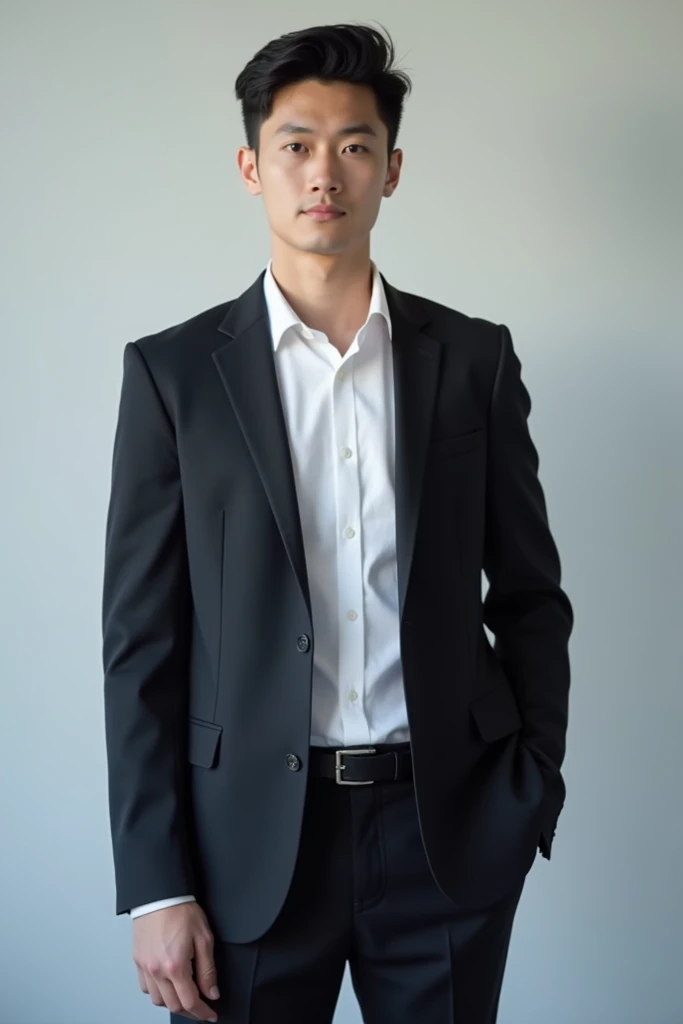 21 year old smart boy With fair skin and narrow body Posing for a linkedin picture in formals
