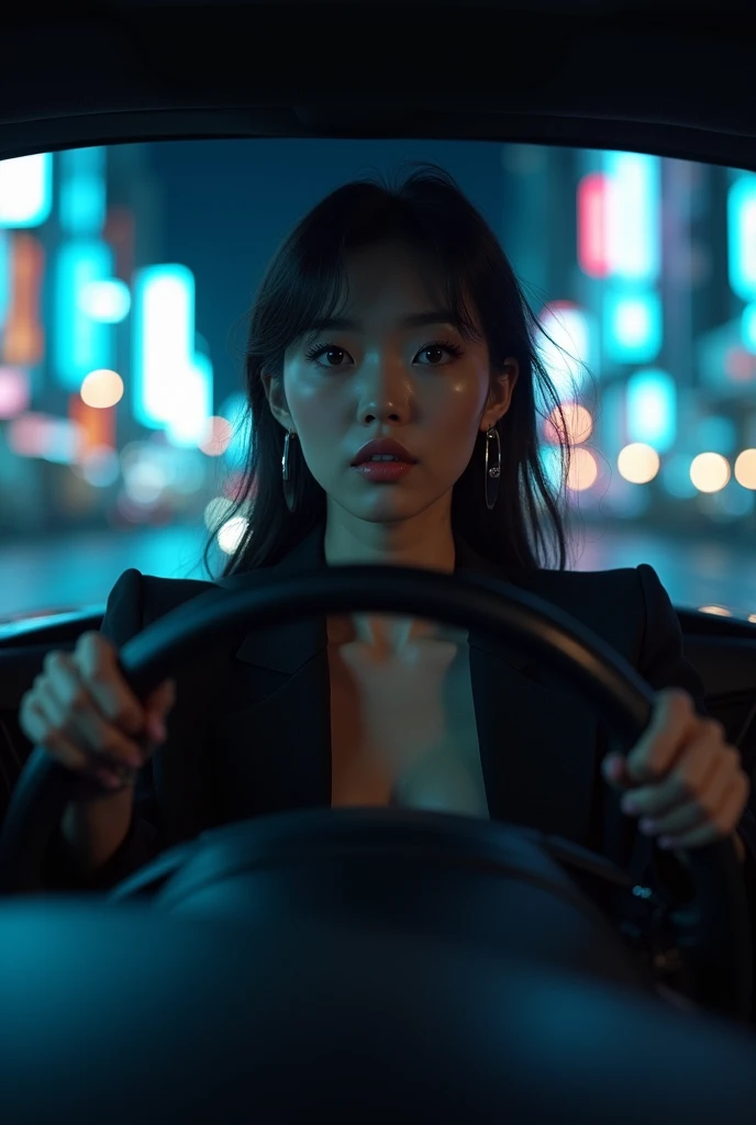 A 20-year-old female tycoon from Korea is a  female tycoon who drives at night in Korea, but her face doesnt show up