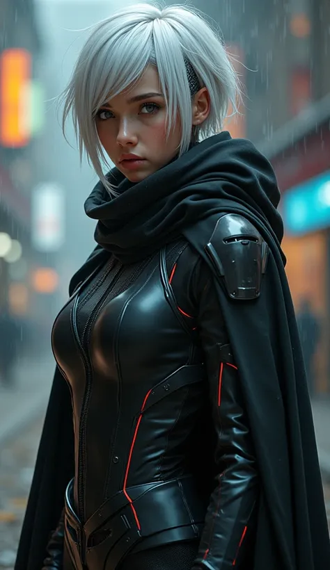 (masterpiece), ( extremely sophisticated  :1.3), (( realistic )), (((She looks like the perfect killer from the future ))), ((( character female snake Assassin 35 years from the distant future))), ((( She looks perfect a combination of high-tech technology...