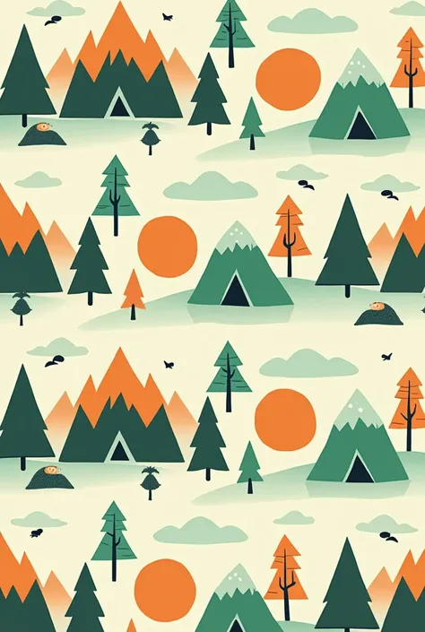  Create simple, strict patterns and repetitive graphic elements.  Theme - rens camp and tours in Russia and abroad . The main colors are green and orange . 