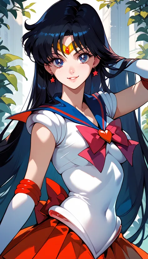 masterpiece, high definition , best quality,8k( detailed eyes and lips)
(sailor mars,hino rei, black hair,long hair)
smile, stan...