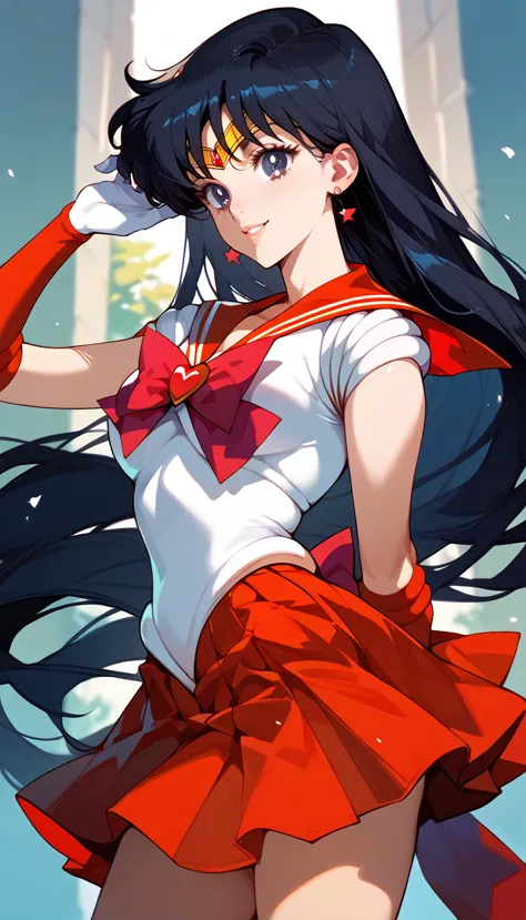 masterpiece, high definition , best quality,8k( detailed eyes and lips)
(sailor mars,hino rei, black hair,long hair)red skirt
sm...