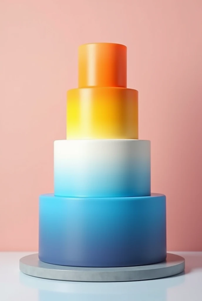  create a birthday cake with those colors: 1ª cor:  orange 2nd color :  yellow 3rd color : white 4th color :  light blue 5th color : Dark blue.  I dont want gradient .  I want the colors in the correct order . I only want these 5 colors. I want a three-sto...