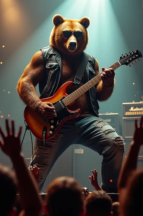 Rocker Bear Playing Guitar 