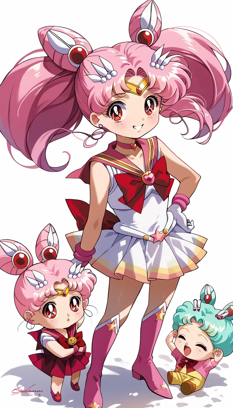 masterpiece, high definition , best quality,8k
(sailor chibimoon,chibiusa)((( pink hair, toddler figure )))
smile, standing