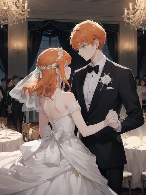 Marquis  &#39;  young men - prom night 、 Destined meeting scene :

in a ballroom with sparkling chandeliers、Marquis 令嬢は一people静かに佇んでいる。
There、 A young man with orange hair appears .、 Invite a young lady to dance 。
二peopleは美しい旋律に乗って踊り、 Both are attracted to...