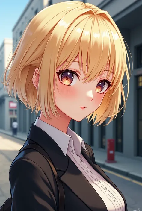 woman，short hair, blond, Second Dimension， Anime Style, modern, realism, 