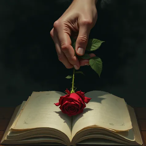 You know that picture of a hands trying to get out of the bottom of the page but it’s being dragged down, make the first hand hold a rose