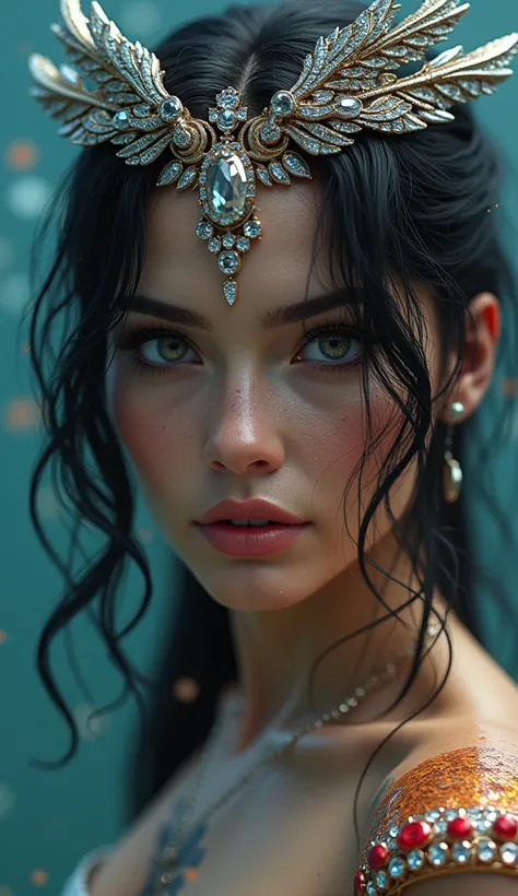  Woman like Megan Fox ,  Ana de Armas and Scarlett Johansson,indescribable beauty, very pretty,ethereal,electrical effects, her skin has chameleonic properties ,cuttlefish and octopus, that can change color and shape at will . she doesnt need clothes or je...