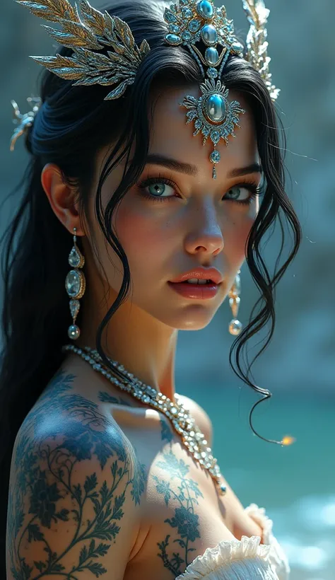  Woman like Megan Fox ,  Ana de Armas and Scarlett Johansson,indescribable beauty, very pretty,ethereal,electrical effects, her skin has chameleonic properties ,cuttlefish and octopus, that can change color and shape at will . she doesnt need clothes or je...