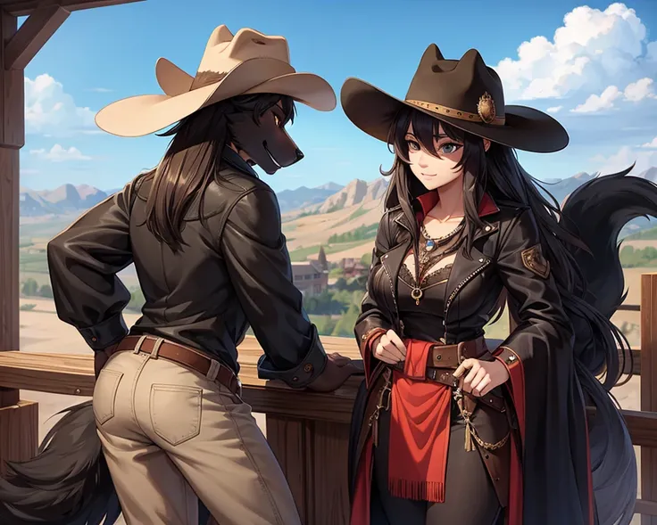 female black wolf cowboy with stetson