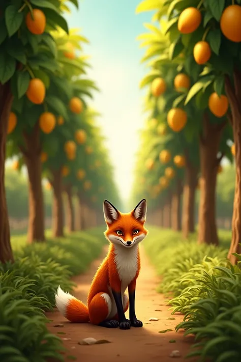 The fox saw a mango orchard ahead