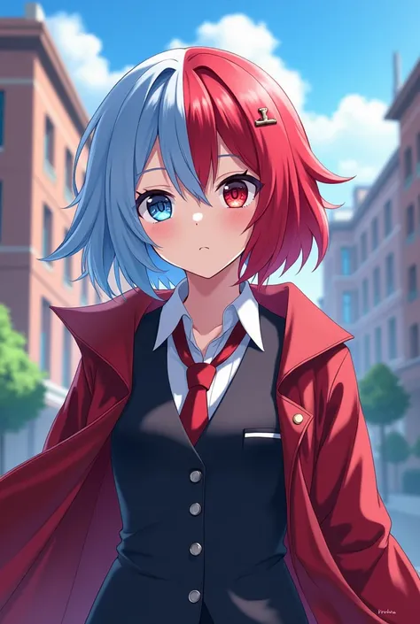 * school The girls appearance was : half of her hair was light blue and the other red her eye was red and the other light blue, I studied at the U .a