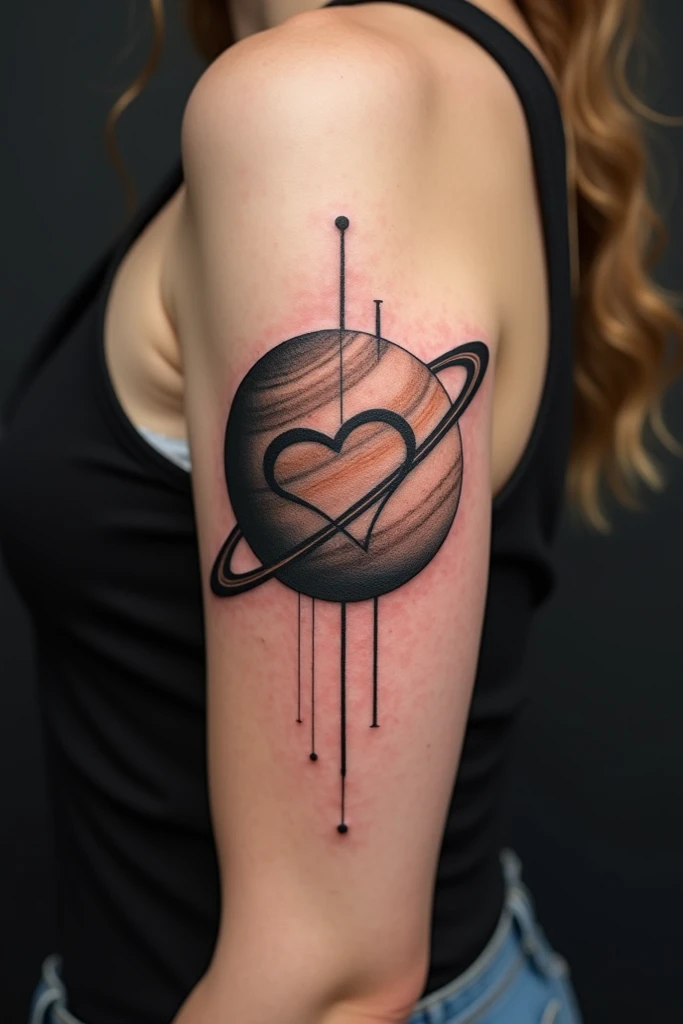 An infinity and a Saturn tattoo
