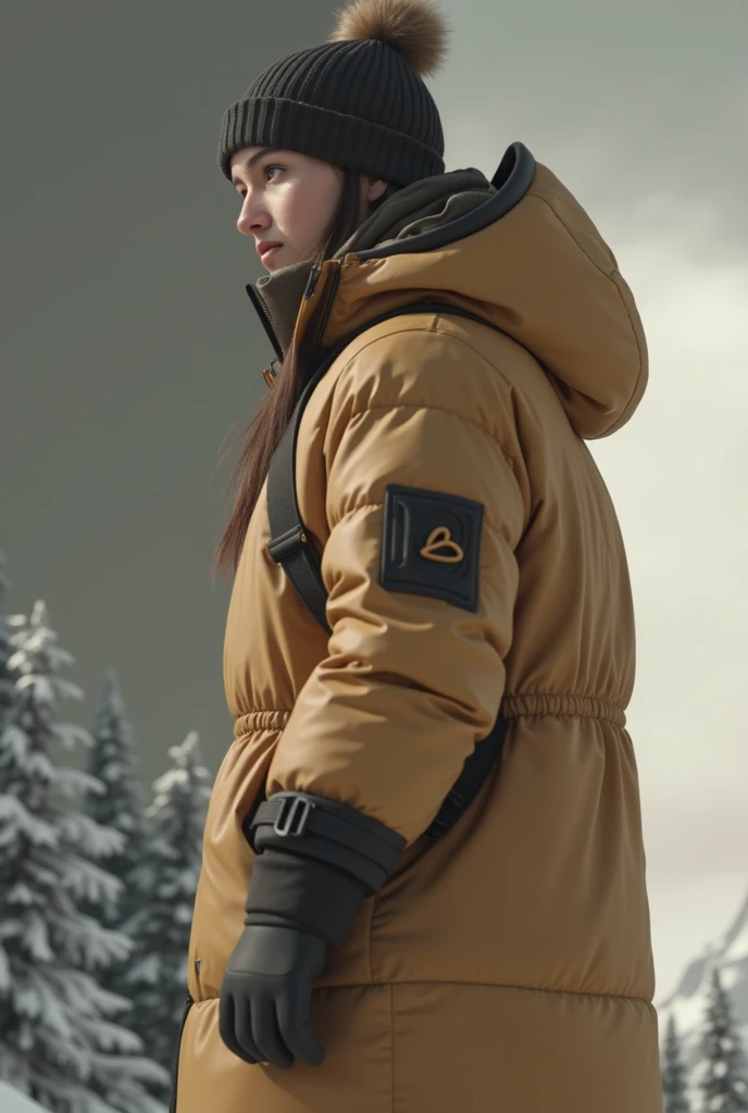 This model models snowwear 