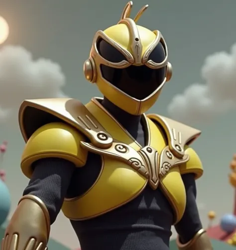 Create a Teletubbie using this Power Ranger Gold image as a reference 