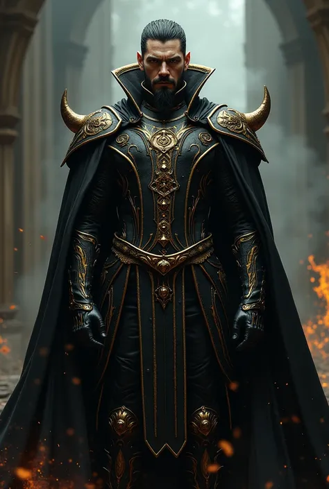 King of Big Money black leather and clothing with gold gothic demon fantasy