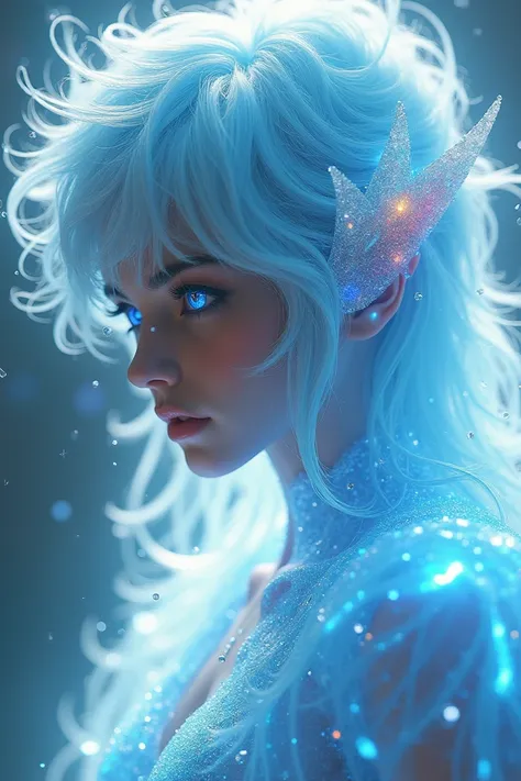 Create an 8K hyper-realistic image of a mythical Saint Seiya character, blending elements of translucency, ghostly smoke, and ethereal beauty. The character should appear as a divine, otherworldly being with a dreamlike, airy face and beautiful, colorful e...