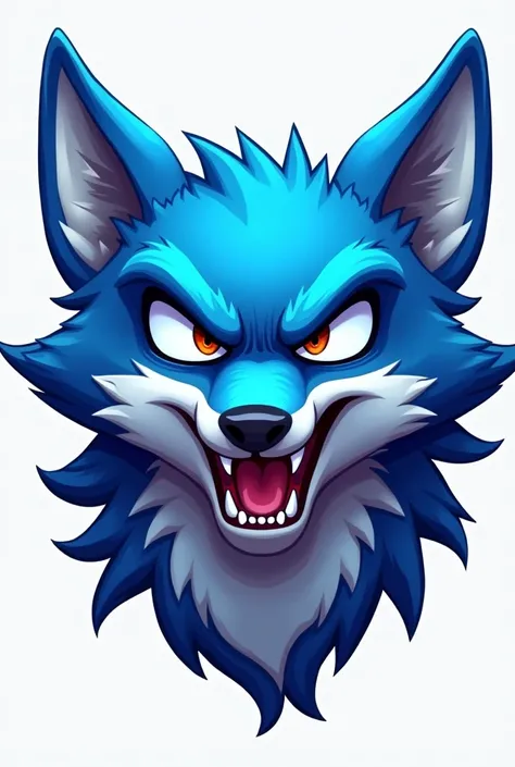 Create a logo for a ROBLOX server with the name “TURMA DO FURIA” with AN ANIMATED FURIOUS BLUE FOX as the server name on the screen