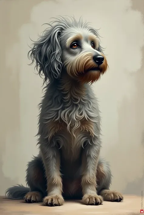 Wise royal dog with Albert Eisten theme without background 