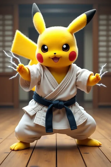 Pikachu in karate costume 