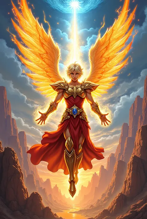  A comic with a style between Saint Seiya and Dragon Ball Z,  in which the protagonist is Uriel , The archangel protector of the earth and avatar of fire .  He has 3 other archangel friends Michael the warrior an avatar of the earth,  Gabriel the messenger...