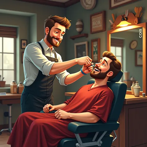 Satisfied barber and customer. 