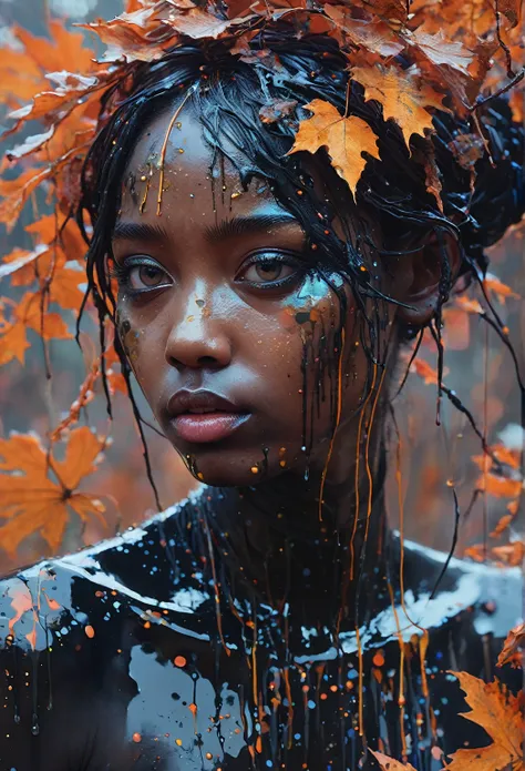 samdoesarts style a Obsidian  fairy by agnes cecile,by art Simon Stalenhag,Nicola Samori,(((Wangechi Mutu))), luminous design, pastel colours, ink drips, autumn lights,extremely detailed,masterpiece,intricate details,faded,eyes extremely detailed, high det...