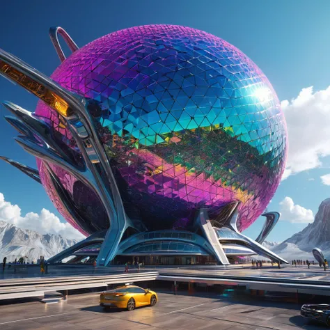 (best quality,ultra-detailed,realistic:1.37),Giant Geometric Shape,Astonishingly detailed 3D rendering,alien architecture,extraterrestrial landscapes,vibrant colors,sharp focus,[abstract],futuristic,studio lighting,meticulously designed structure,imposing ...