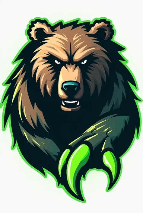 Create an image for a soccer jersey logo with the mascot of a bear and its green claw