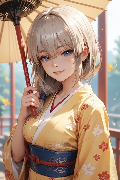 Uzaki tsuki in a yellow kimono