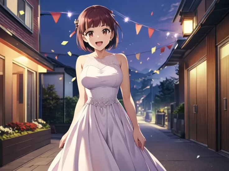 masterpiece, best quality, highres, aasugu, short hair, hairclip, large breasts, sweater dress, sleeveless, night, street, standing, cowboy shot,
masterpiece, best quality, highres, girl, solo, looking at viewer, enjou_retto, wedding dress, standing, garde...