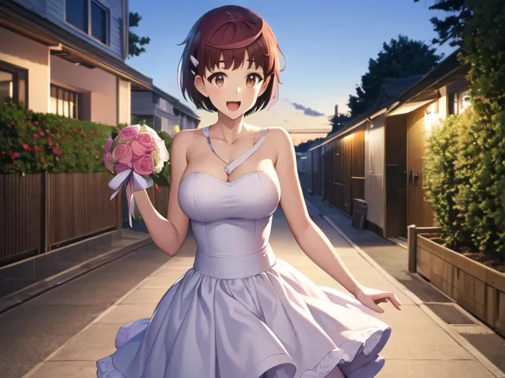 masterpiece, best quality, highres, aasugu, short hair, hairclip, large breasts, sweater dress, sleeveless, night, street, standing, cowboy shot,
masterpiece, best quality, highres, girl, solo, looking at viewer, enjou_retto, wedding dress, standing, garde...