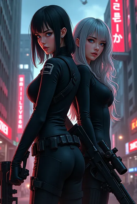  Create a fanfic cover:

 The cover features a dramatic and impactful composition . The scene takes place in an urban setting,  with black and red neon lights illuminating the tall buildings ,  creating a tense and dangerous atmosphere .  The city in the b...