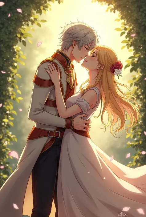 Draw Blythe female and Corrin male kissing from Fire Emblem 