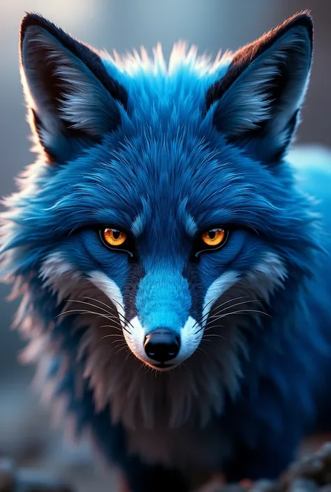 1 blue fox face,hooded furry animal,animated TURMA DO FURIA logo, detailed digital art, cinematic lighting, vibrant colors, 4k, 8k, high resolution, hyperrealistic, photorealistic, masterpiece, volumetric lighting, intricate details, sharp focus, dynamic c...